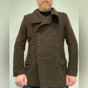 All Saints brown pea coat in XXL
